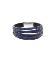 Piton Azul Lacivert Hakiki Deri Sarmal Erkek Bileklik-02