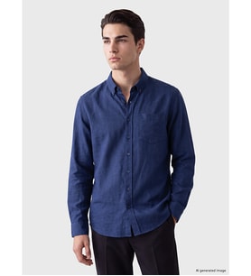 LCWAIKIKI Classic Lacivert Regular Fit Armürlü Erkek Gömlek