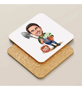 Kişiye Özel Çiçekçi Erkek Karikatürlü Bardak Altlığı