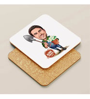 Kişiye Özel Çiçekçi Erkek Karikatürlü Bardak Altlığı