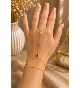 Taşlı Gold Şahmeran Bileklik – Model 2