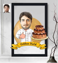 Kişiye Özel 3D  Ahşap Tablo Pastacı Erkek 30x40 -1