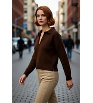 Kadın Oversize Polo Yaka Triko Kazak Kışlık Soğuk Hava Şıklığı İçin İdeal Günlük Kombinler
