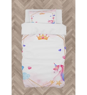 MEKTA HOME BEBEK VE ÇOCUK ODASI Unicorn ve Elmas Desenli Nevresim Takımı