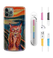 Apple iPhone 11 12 13 14 Pro Max Kılıf Kablo Koruma Spiral Silikon Tablo Cat 1788