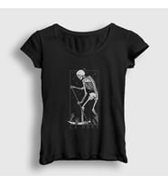 Presmono Kadın Siyah La Mort Skull T-Shirt 350751tt