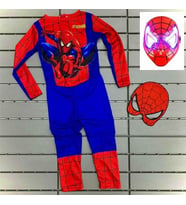 Spiderman Işıklı Maskeli Spiderman Kostümü Yeni Örümcek Adam Kostüm