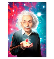Ahşap Tablodahi Albert Einstein Atomun Simgesi Görseli (50x70 Cm Boyut)