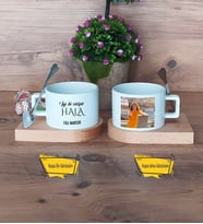 Halaya Hediye Kupa Bardak Ahşap Altlıklı Kısa Fotoğraflı Halaya Doğum Günü Hediyesi