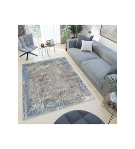 Rovigo Home Dijital Baskı Yıkanabilir Kaymaz Taban Salon Halısı RVG0502 (Mavi)