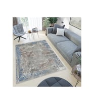 Rovigo Home Dijital Baskı Yıkanabilir Kaymaz Taban Salon Halısı RVG0502 (Mavi)