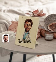 BK Gift Kişiye Özel İsimli Erkek Doktor Karikatürlü Dekoratif Ahşap Çerçeve Model 8
