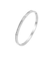 Chavin 4 mm Silver Çelik Taşlı Bayan Kelepçe Bileklik eu11by