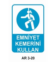 EMNİYET KEMERİ KULLAN KADIN FİGÜRLÜ İŞ GÜVENLİĞİ UYARI LEVHASI 1 ADET PVC 21 X 29CM
