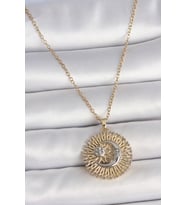 316L Çelik Gold Renk Mix Renk Ay Güneş Model Kadın Kolye 5886 - HEP-5775-2643