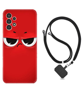 Samsung Galaxy M14 Kılıf Resimli Boyun Askılı İpli Desenli Silikon Series Red 1829