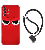 Samsung Galaxy M14 Kılıf Resimli Boyun Askılı İpli Desenli Silikon Series Red 1829