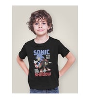 Tasarım Sonic The Hedgehog Shadow Baskılı Unisex Çizgi Film Çocuk Tişört (1-12 Yaş)