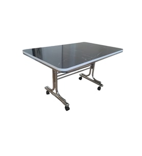 70x110 Siyah Krom Nikel Kaplamali Tekerlekli Orta Sehpa Metal Masa