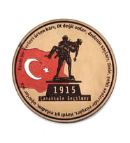 1915 ÇANAKKALE GEÇİLMEZ Deri PEÇ - Arma - Askeri Patch (Bej)