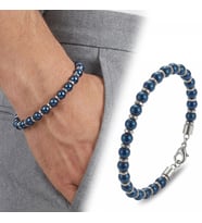 Moncuk Design Mavi Küre Hematit Doğal Taşlı Ayarlanabilir Çelik Zincir Bileklik 33512B10D4