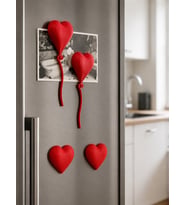 3D Baskı 4lü Kalp Balon Magnet Seti - Dekoratif Buzdolabı Magneti, Fotoğraf ve Not Tutucu