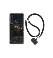 Samsung Galaxy A9 2018 Kılıf Desenli Silikon Ipli Boyun Askılı Black Car 1768