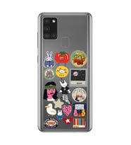 Samsung Galaxy A21S Uyumlu Sticker Tasarımlı Şeffaf Telefon Kılıfı