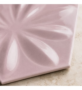 Armada Çini 15x17 Cm Çiçekli Açık Pembe Altıgen Seramik