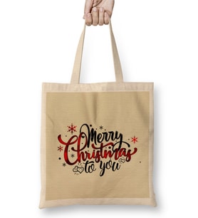 Yılbaşı Yeni Yıl Konseptli Merry Christmas To You Bez Çanta Uzun Saplı