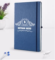 BK Gift Kişiye Özel İsimli Lacivert Termo Deri Defter 16x24cm Model 33