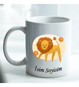 Kişiye Özel İsim ve Fotoğraf Baskılı Aslan Burçlu Kupa Bardak No:005