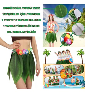 Tropikal Esintili Hawaii Yapraklı Parti Eteği Yetişkin Boy