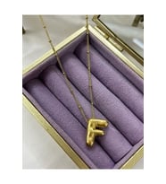 Üç Boyutlu Çelik F Harfli Balon Gold Renk Kolye (Standart)