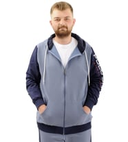 Mode XL Büyük Beden Erkek Eşofman Üstü Fermuarlı Kapüşonlu SPORT U24523 Mavi