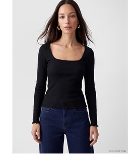 LC WAIKIKI Siyah U Yaka Kadın Fitilli Body