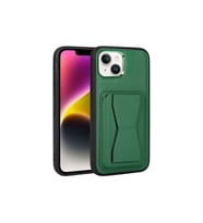 Apple iPhone 14 Uyumlu Kılıf Kartlıklı Standlı Pu Deri Zore Memo Kapak (Koyu Yeşil)