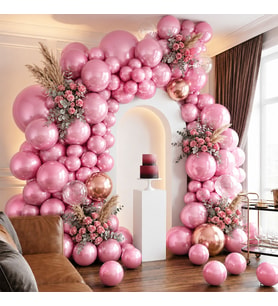 Pembe Renk Lateks Metalik Balon (30 cm) - 100 Adet