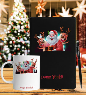 Yılbaşı İçin Kişiye Özel Defter Kalem & Kupa Hediye Seti