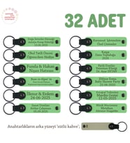 Beden Eğitimi Dersi Dönem Sonu Hatırası 32'li Set, Öğrenci İsim Yazılı Anahtarlık, F Yeşil & S Kahve (Fıstık Yeşili)