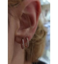 Gümüş 1,1 cm ince taşlı bayan halka küpe nz523T81