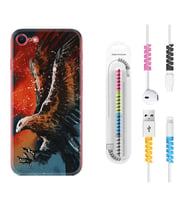 Apple iPhone 5 6 7 8 Plus Se XR Kılıf Kablo Koruma Spiral Silikon Kartal Uçarken 1718