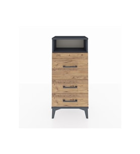 Arges Komodin Tek Raflı 3 Çekmeceli 44x30x96 Antrasit-Çam