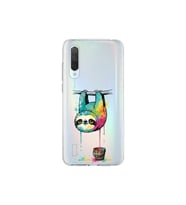 Xiaomi Mi 9 Lite ile Uyumlu Splash Tembel Hayvan Tasarımlı Şeffaf Silikon Kılıf