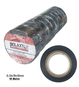 Polaxtor İzole Bant Siyah 10mt 0.13x19x10mm 1.Kalite Pvc 10 Adet PK-6588