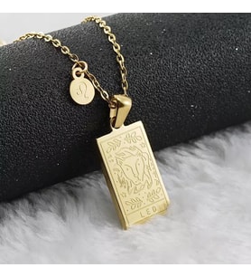 Kişiye Özel 925 Ayar Gümüş Aslan Burcu Tarot Kolye