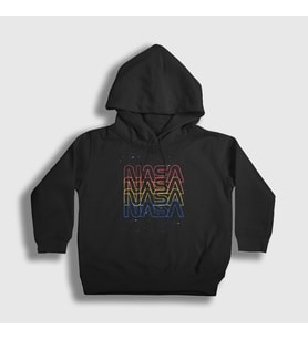Presmono Unisex Çocuk Siyah Colors Nasa Space Uzay Kapüşonlu Sweatshirt 368498tt