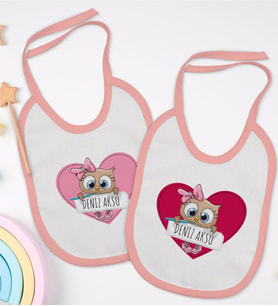 BK Kids Kişiye Özel İsimli 2’li Pembe Mama Önlüğü-17