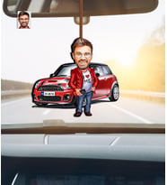 Kişiye Özel Karikatürlü Cooper Araba Temalı Ahşap Dikiz Ayna Süsü