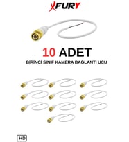 FURY 10 Adet A Kalite Kablolu Hazır BNC Kablolu Konnektör